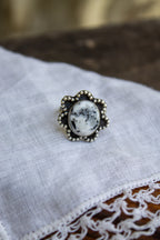 White Buffalo Flower Ring - Size 5.5